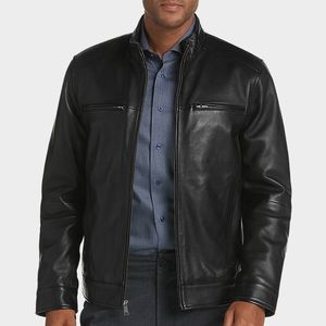 Men’s PU Leather/Polyester Jacket -Black